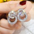 Huitan Dazzling Crystal Zircon Shape 8 Women Stud Earring Fashion Jewelry Wedding Party Office Lady Versatile Earrings. 