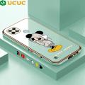 UCUC for Realme C21 Back Cover + Free Lanyard Hoodie Mouse Luxury 6D Plating Case Side Pattern Soft Silicone Square Mobile Phone Cases. 