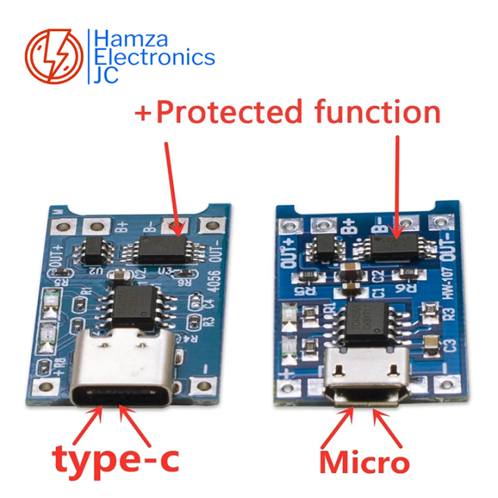 1/2/5/10pcs TP4056 Li-ion Lithium Battery Charging Module Charging Charger TP 4056 (Micro USB/Type-C 1.2A with Protection)