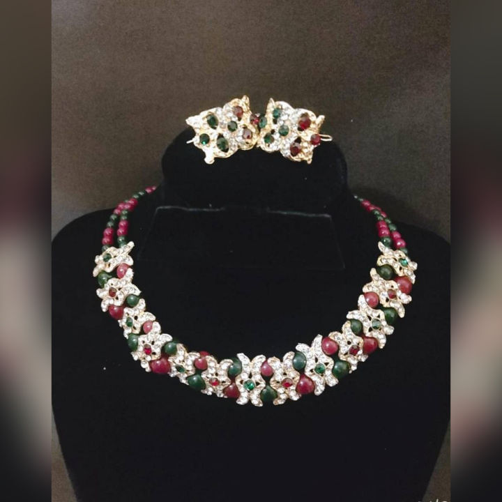 Party Wear Beautiful Elegant Multi-Colour Jewelry Set For Ladies