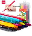 Pack of 12 Deli Brush Marker Felt Pen_ Markers Watercolor Brush Markers for calligraphy markers Sketching, Painting and Coloring - Multicolor. 