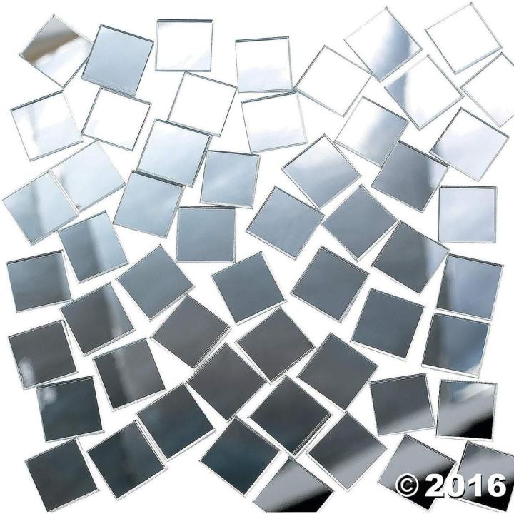 Small Craft Mirrors - 400-Pack Bulk Square Mirror Tiles - (1 x 1 cm) Glass Mosaic Tiles