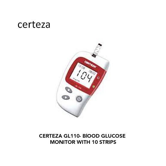 Certeza GL-110 Blood Glucose Monitor With 10 Strips , Certeza Glucometer , Shuger Test Machine