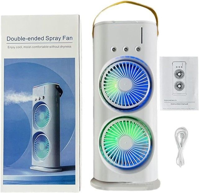 Rechargeable Remote Control Automatic Rotating Fan Dual Double Spray ...