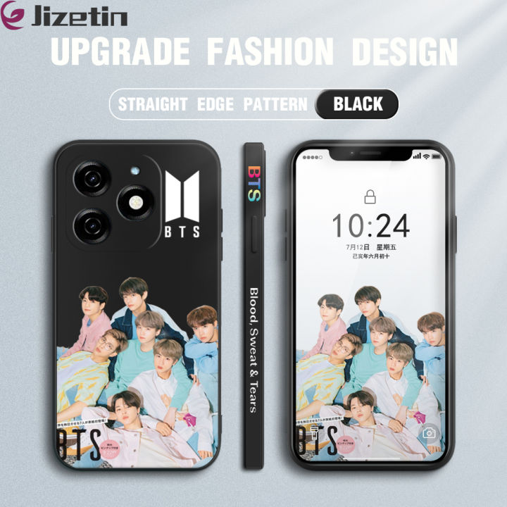 Jizetin for Infinix Smart 8/Pop 8/Hot 40i/Spark 20 20C/Spark Go 2024 Back Cover BTS Handsome Boys Team Design Side Pattern Silicone Phone Case Square Camera Protective Phone Cases