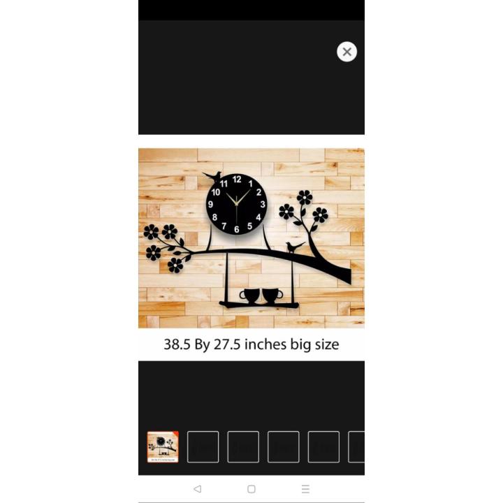 Chand Hub Birds Style  Wall Clock I Wooden Material Wall Clock  For Bedroom Wall