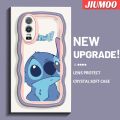 JIUMOO For VIVO Y76 5G Y76s Y74s 5G Case Cute Stitch Pattern Wave Border Soft Shockproof Abrasion Resistant Phone Cases Transparent TPU Silica Gel Camera Lens Protective Cover. 