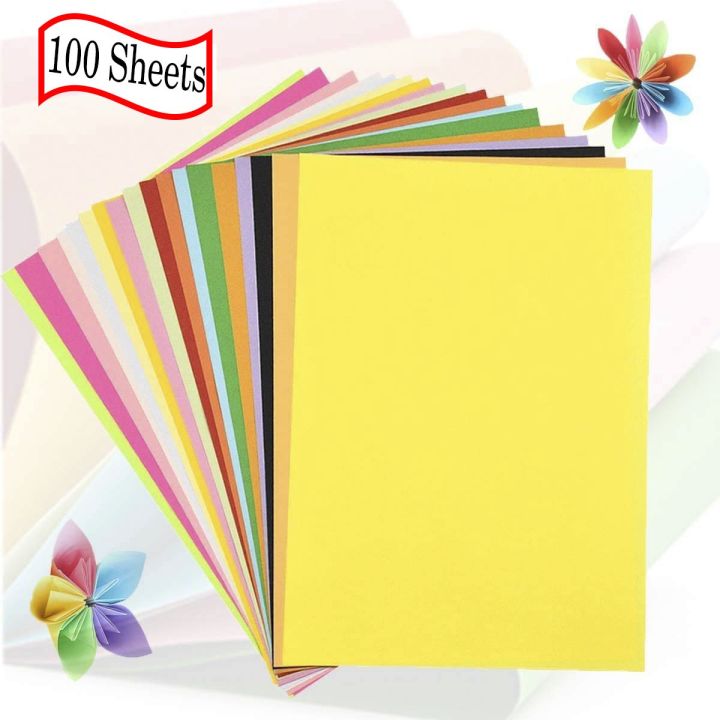 (Pack of 100 Sheets) Color Paper Multi Sheets, Multi Colour Papers - A4 Size