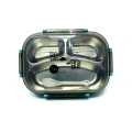 ARSH- Stainless Steel Lunch Box with Spoon 3-Compartments SUS304 Vacuum Inner Compartments Lunch Box. 