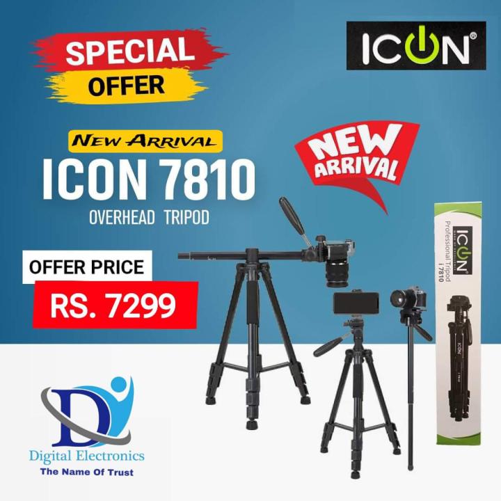 iCON i7810 Professional Overhead Tripod Plus Monopod Multipurpose For Mobiles, Mirrorless Cameras, DSLR etc
