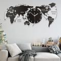 World Map Wall Clocks Modern Design 3D Digital Hanging Clock. 