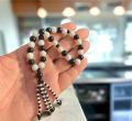 Black & white Marbal Beads 8mm Men's Prayer Beads Rosary Charm Bracelet for Women Men. 