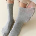 2 Pairs Large Size Men Socks Plus Long Cotton Loose Mouth Good Elastic Business Solid Party Dress Diabetic Socks Fathers EU43-48. 