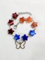 Bracelets of Chains, Butterfly Charm,  Star Beads | Elegant Bracelet With Extension | Unique Fashion Accessories | Beautiful and Lightweight Jewelry. 