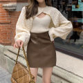 Slimming sweater vest two-piece set, niche temperament knitted suit for women. 