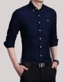 Men's Oxford Thai-Chambray Premium Quality Formal Shirt-Dark Blue. 