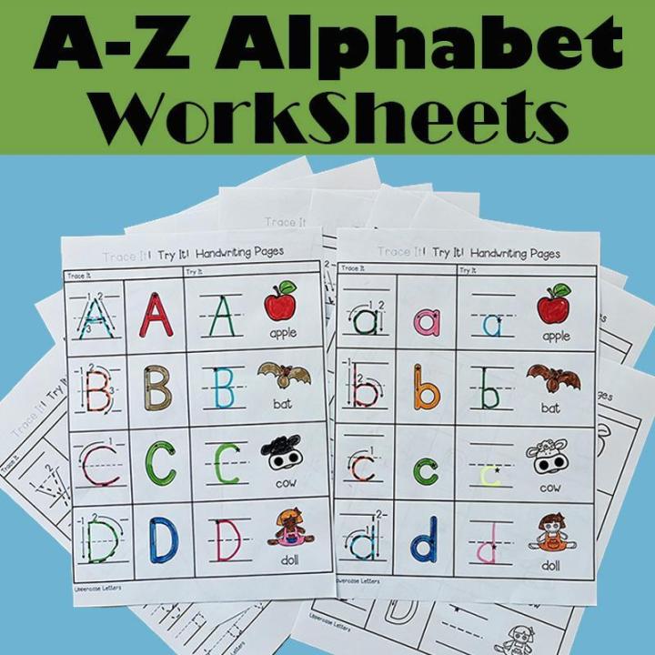 26 Letters A-Z Alphabet Phonics Practice Worksheets Handwriting ...