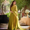 Wedding Collection Silk 3-Piece Stitched Maxi Dress for Women, Medium/Large Sizes. 