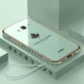 For Samsung Galaxy J7 Core Back Cover with Lanyard Fashion Shiny Plating Maple Leaf Design Camera Lens Protection Square Edge Soft Silicone Protective Phone Case. 