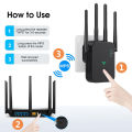 Doomhot WiFi Repeater 2.4Ghz Wireless Range Extender WiFi Signal Booster 1200Mbps Wi-Fi Signal Amplifier Network Routers Network Extender for AP Router Range EU Plug. 