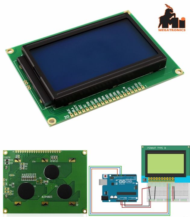 LCD12864 graphic 128x64 LCD Display Module Blue Screen
