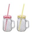Mason Jar with Handle & Straw 450 ml. 