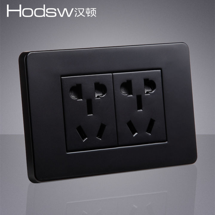 Hanton black retro creative lever switch panel golden button five-hole socket Nordic industrial style minimalist 86