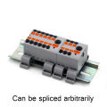 1PC 225 Series Terminal Block One In Multiple Out Wire Electrical Connectors Plug-in Spliceable Splitter Guide Rail Junction Box. 