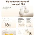 Original Lenovo LP25 OWS Wireless Bluetooth Ear Clip Headphones Long Battery Life Gaming Headset HIFI Surround Sound Earbuds With Mic. 