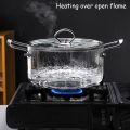 Techmanistan 4.5L Heat Resistant Clear Glass Pot with Stainless Steel Handles & Lid, Stovetop Glass Cooking Pot with Lid, Clear Pots for Cooking, Glass Soup Porridge Pot Microwave Glass Pan. 