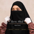 Hijab Throne – Classic Black Two Layered Diamond Khimar - Extra Long Chiffon Georgette Fabric - Super Soft & Premium Quality Hijabs for Women. 