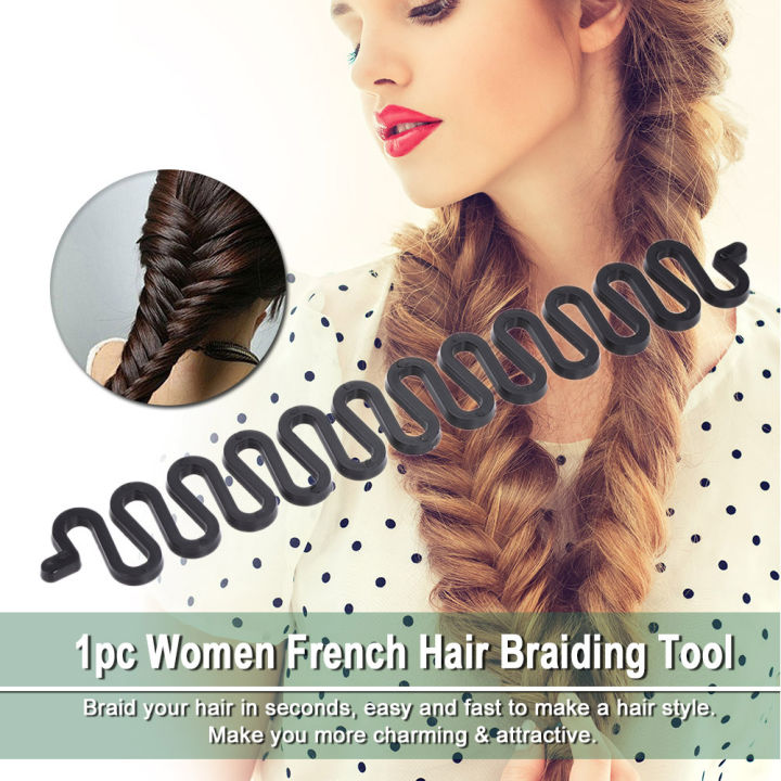 Black French Hair Braiding Tool For Women - Bridal Flower Hair Comb Clip for woman Jewelry New Fashion Women Set Topsy Tail Hair Styler Hair Style Hair Twister Snare Loop Black Top Used With Extension Wig