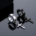 12 Pairs Pairs Men Stainless Steel Non-Piercing Magnetic Stud Earrings Cross Dangle Hoop Unisex CZ Magnet Clip on Earring Set. 