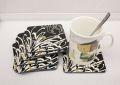 Set 4 Coasters Tea cup Mats Table Mats Cup Placemats Monsoon Home by Denby Charcoal Coasters. 