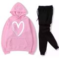 Heart Printed Tracksuit For Girls & Women Soft & Comfortable Fabric Fleece Hoodie & Trouser. 
