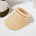 Korean version straw hat little bee empty top hat women's summer hat topless capless capless cap, sun protection versatile shade sun hat. 