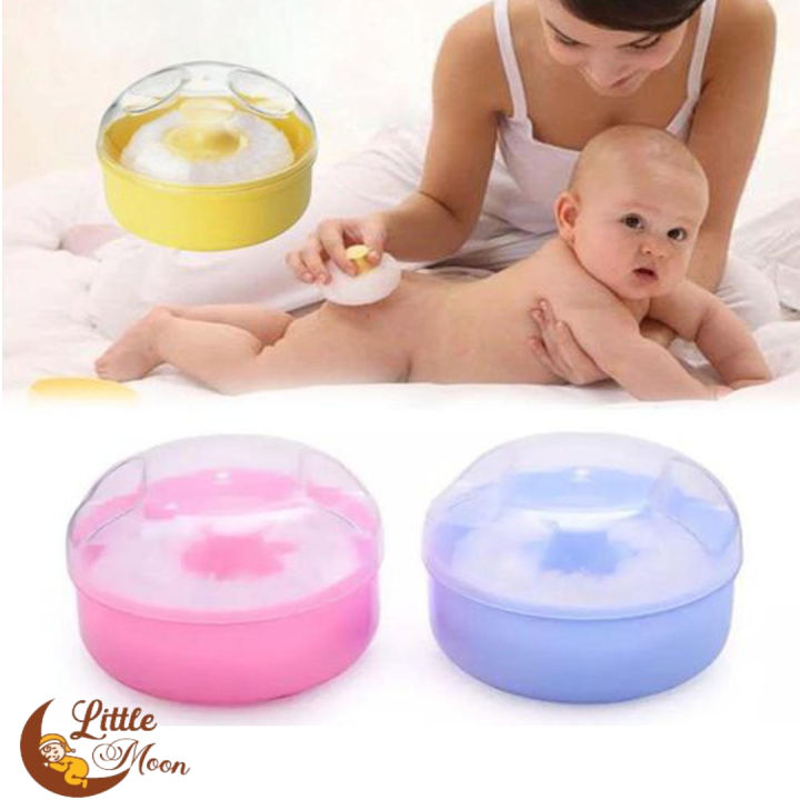 Plastic Baby Care Baby Puff Box Holder Container Talcum Powder Case with Fluff Puff