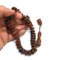 Sandal Fragrance Zikar Tasbeeh - Original Sandalwood Tasbih Brown flat 33 Beads of 13mm. 