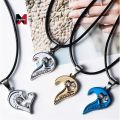 XM Wholesale Valentine's Day Heart Couple Pair Pendant Necklaces for Women Fashion Cute Romantic Crystal Rope Chain Jewelry. 