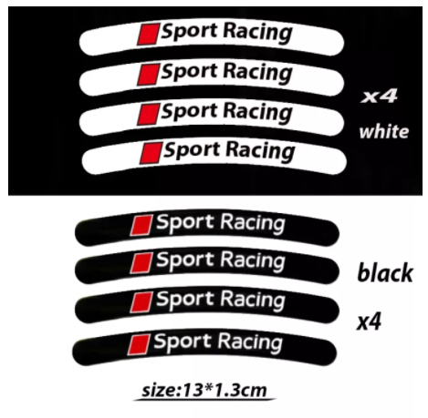 4pcs Rim Stripes Reflective Stickers, Wheel Sticker Rom Edge Stickers Bike rim sticker car decoration Accesories Vinyl Decal White Black Available Color