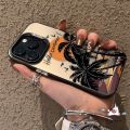 Dongzhu Summer Dusk Sunset Coconut Trees Luxury Plating Metal Phone Case Compatible for IPhone 11 15 14 13 12 Pro Ma XR X XS Max 15 14 Plus Shockproof Soft Silicone Cover. 