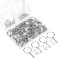 50 Pcs Key Rings with Chain and Open Jump Rings for Crafts - Bulk Metal Key Chain Ring Base for DIY Keychain Making. 