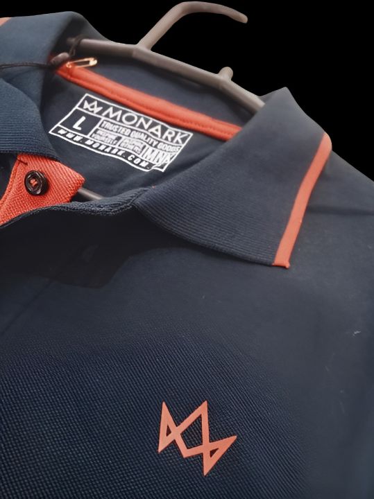 Monark T-Shirt, blue plain shirt Monark logo printed, Polo Shirt