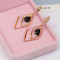 Pinduoduo with the same Korean temperament fashion black crystal stud earrings women's simple and versatile personality diamond earrings ear accessories. 