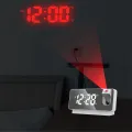 LED Digital Projection Alarm Clock Electronic Alarm Clock with Projection Time Projector Bedroom Bedside Clock Black. 