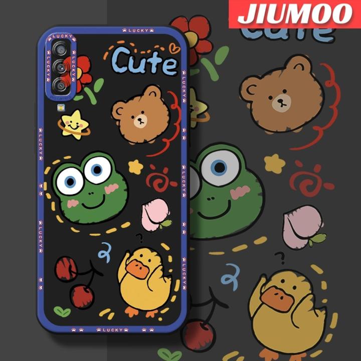 JIUMOO Case For Samsung A7 2018 Case Cartoon Cute Oil Frog Thin Shockproof Square Edge Silicone Casing Full Lens Cover Camera Protect Cases Softcase