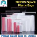 200PCS Resealable Air Tight Zip Lock Ziplock Shopper Transparent Plastic Seal Zipper Bags multiple sizes to choose from. 