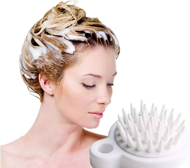 Shampoo Massager Brush Scalp Hair Scrubber with Soft Silicone Bristles For All Type Of Hairs Straight Curly Wet Dry For Men Women Children