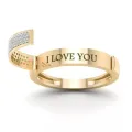 Secret Love Hidden Message "I Love You" Crystal Promise Ring - Free Size. 