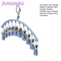 Clothes Hanger with 10 Pegs Space-saving Stainless Steel Sock Hanger with 10 Clips Waterproof Laundry Rack for Southeast Asian Buyers. 